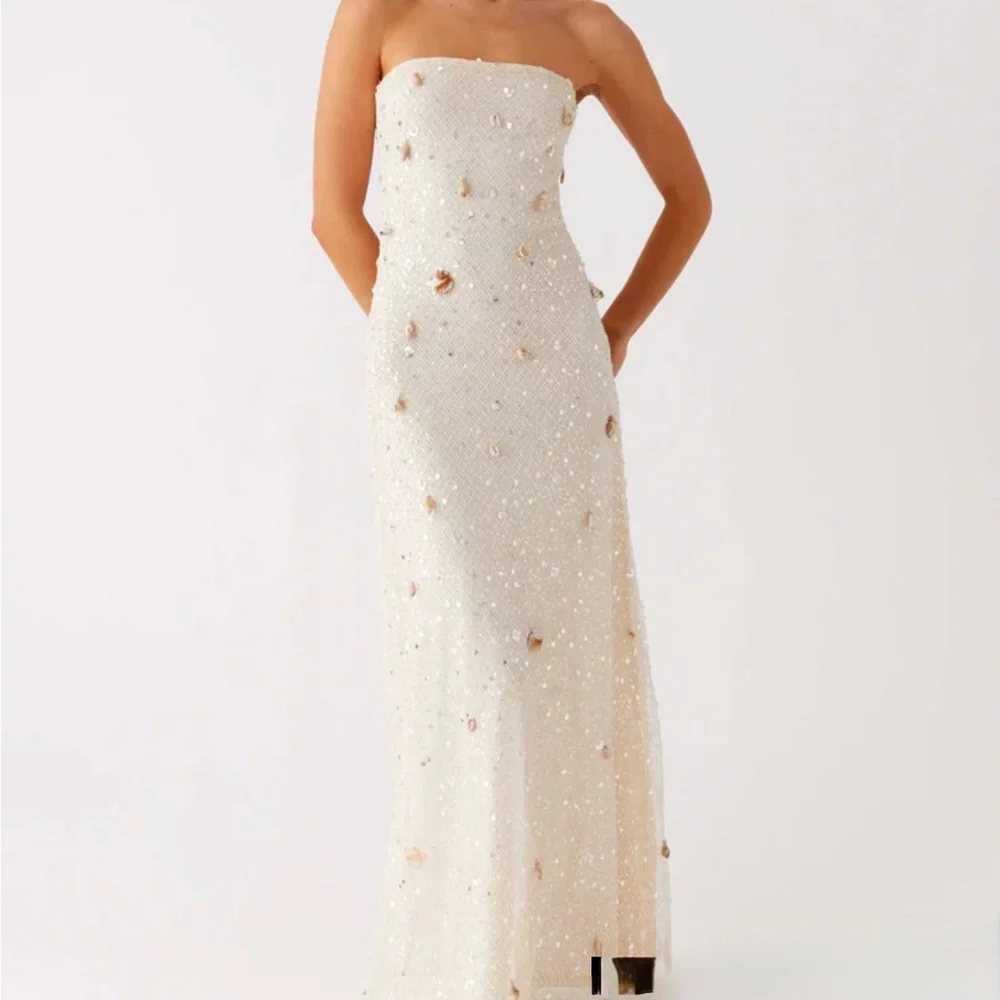 Peppermayo Strapless Cream Maxi Dress - Picture 1 of 2